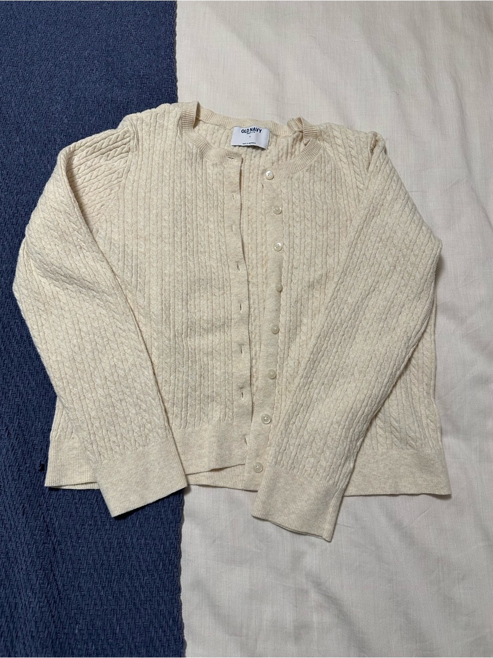 Old Navy Cream Cable Knit Button-Front Cardigan